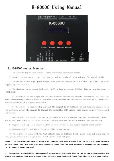 K-8000C Controller User Manual - cover page