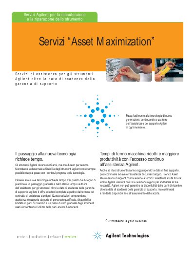 Agilent Asset Maximization Services Product Leaflet - cover page