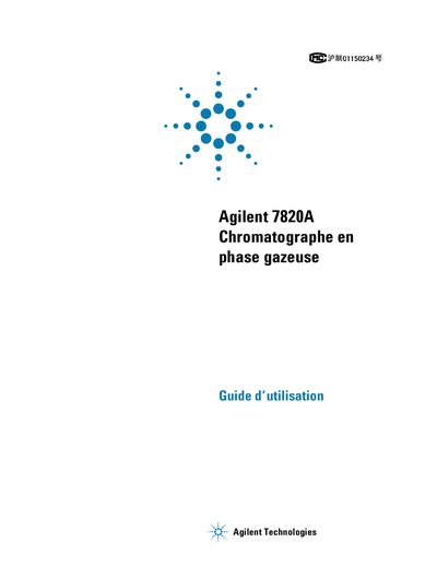 Agilent 7820A Gas Chromatograph User Guide - cover page