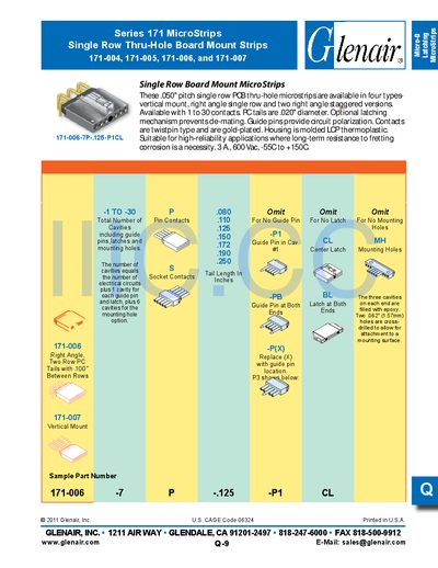 Glenair Q-9Series 171 MicroStrips Product Leaflet - cover page