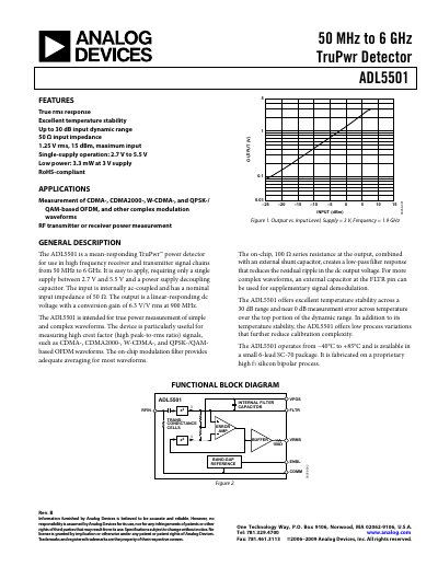 Analog Devices ADL5501 TruPwr Detector Datasheet - cover page