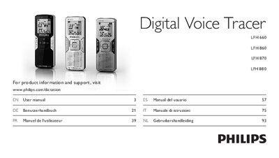 Philips LFH 660 / LFH 860 / LFH 870 / LFH 880 Digital Voice Tracer User Manual