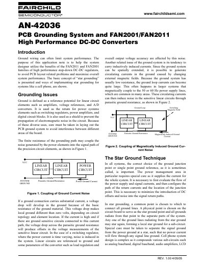 FAIRCHILD FAN2001/FAN2011 DC-DC Converter PCB Grounding Application Note