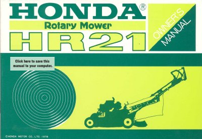 Honda HR21 Rotary Mower User Manual - cover page
