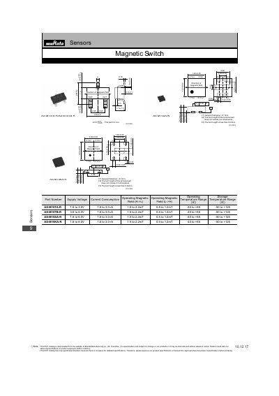 Murata AS-M15TA-R / AS-M15TB-R / AS-M15SA-R / AS-M15KA-R Magnetic Switch Datasheet - cover page