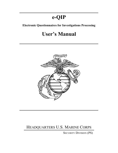 e-QIP Electronic Questionnaires for Investigations Processing User's Manual - cover page