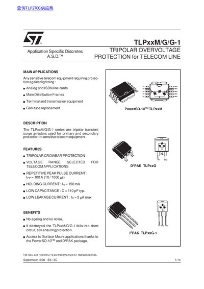 STMicroelectronics TLPxxM/G/G-1 Datasheet - cover page