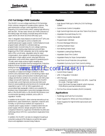 Intersil ISL6551 Datasheet - cover page