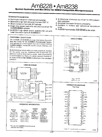 Am9080 Am8228/Am8238 System Controller and Bus Driver Datasheet - cover page
