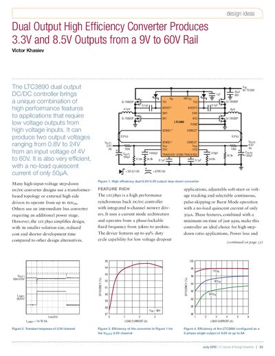 Linear Technology LTC3890 Dual Output DC/DC Controller Datasheet