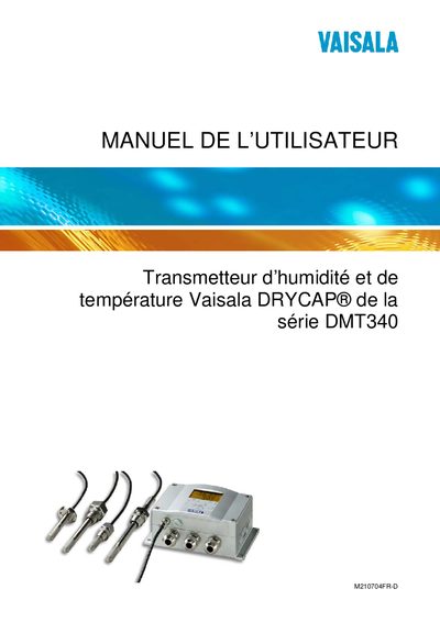 Vaisala DMT340 User Manual - cover page