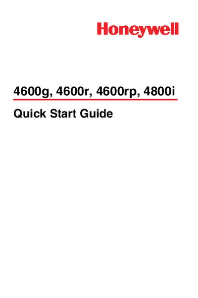 Honeywell 4600g/4600r/4600rp/4800i Quick Start Guide