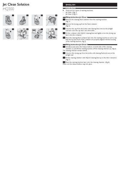 Jet Clean HQ200 Cleaning Solution Filling Instructions - cover page