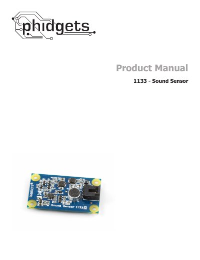 Phidgets 1133 Sound Sensor User Manual - cover page