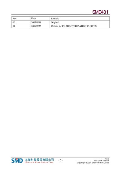 Shamrock SMD431 Adjustable Shunt Voltage Reference Datasheet - cover page