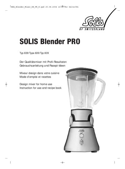 Solis Blender PRO Typ 839 User Manual - cover page