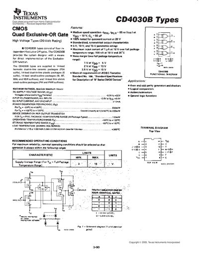 Texas Instruments CD4030B Datasheet - cover page