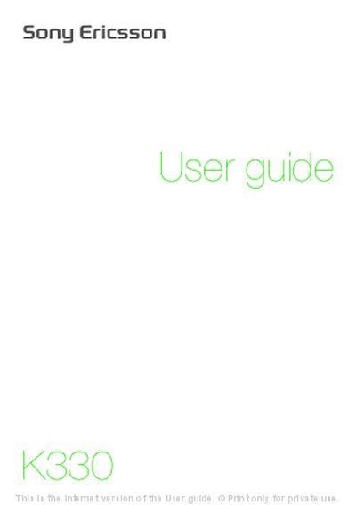 Sony Ericsson K330 Mobile Phone User Guide - cover page