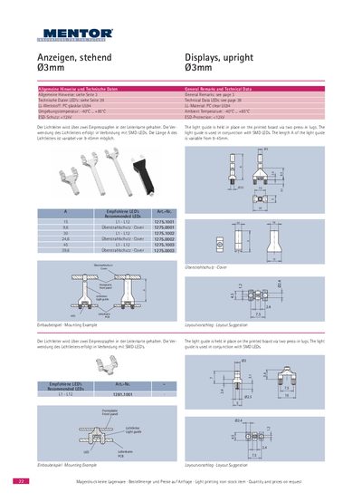 Mentor Ø3mm Display Light Guide Product Leaflet - cover page