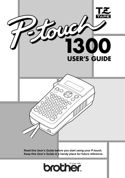 Brother P-touch 1300 User Guide - cover page
