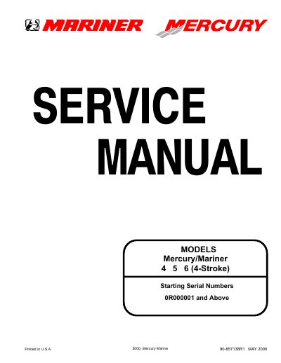 Mercury Mariner 4/5/6 (4-Stroke) Outboard Motor Service Manual - cover page