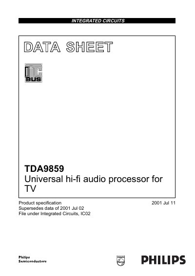 Philips TDA9859 Integrated Circuit Datasheet - cover page