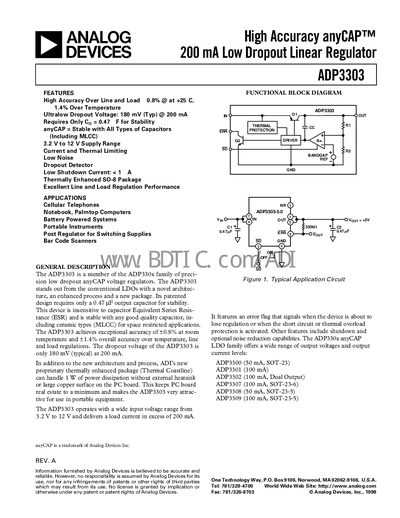 Analog Devices ADP3303 Datasheet Handbook - cover page