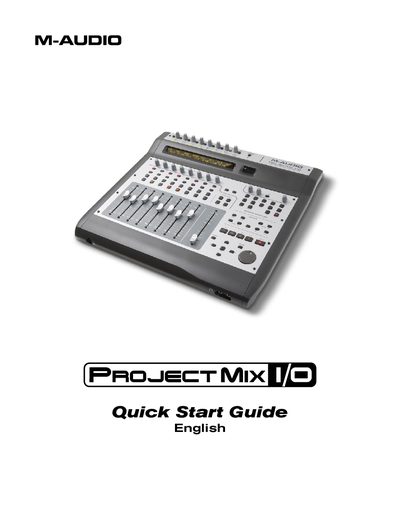M-Audio ProjectMix I/O Quick Start Guide - cover page