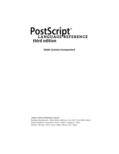 Adobe PostScript Language Reference Manual - cover page