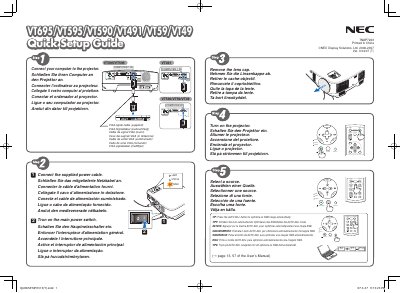 NEC VT695/VT595/VT590/VT490/VT59/VT49 Quick Start Guide - cover page
