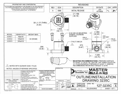 Dytran 3235C2 Accelerometer Outline/Installation Drawing - cover page