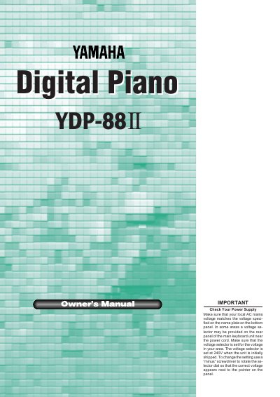 Yamaha YDP-88II Digital Piano Owner's Manual