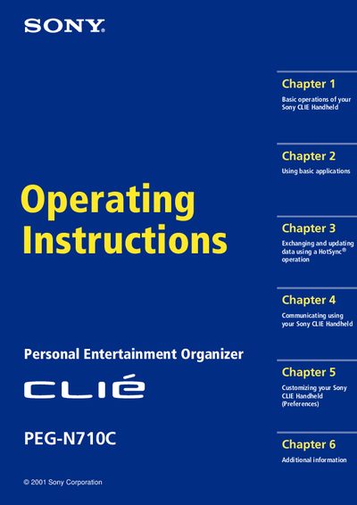 Sony PEG-N710C Operating Instructions - cover page