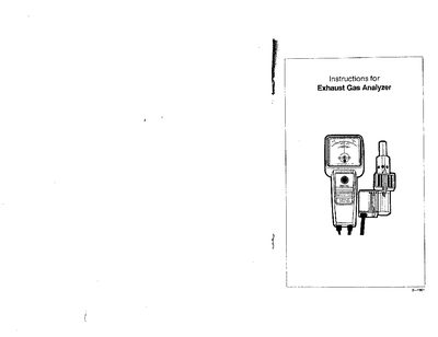 Exhaust Gas Analyzer Instructions - cover page