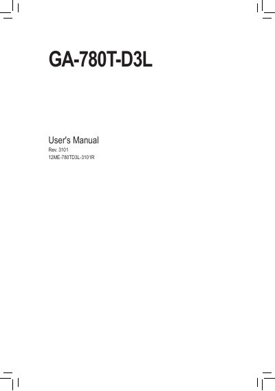 Gigabyte GA-780T-D3L Motherboard User Manual