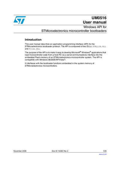 STMicroelectronics Bootloader API User Manual