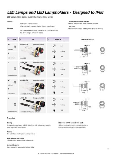 LED Lamps LED Lampholders - Designed to IP66 handbook - cover page