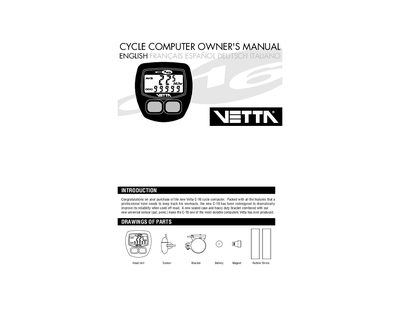 Vetta C-16 Cycle Computer User Manual - cover page