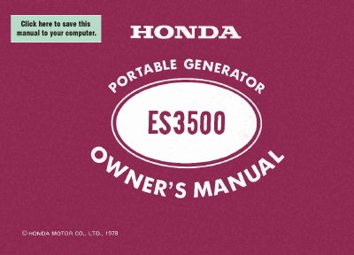 Honda ES3500 Generator User Manual - cover page