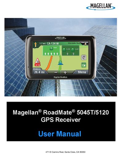 Magellan RoadMate 5045T/5120 GPS Receiver User Manual - cover page