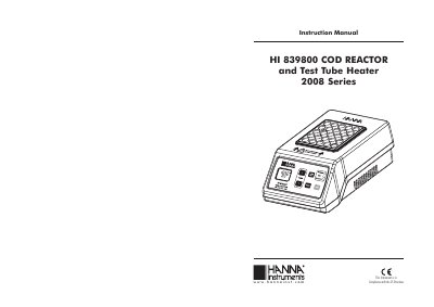 Hanna Instruments HI 839800 COD Reactor and Test Tube Heater Instruction Manual - cover page