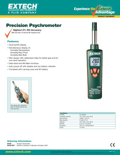 Extech RH390 Precision Psychrometer User Guide - cover page