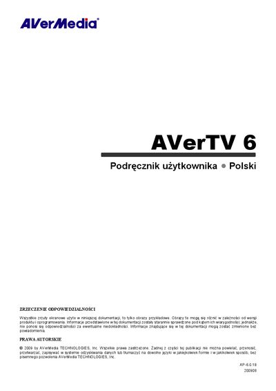 AVerMedia AVerTV 6 User Manual - cover page
