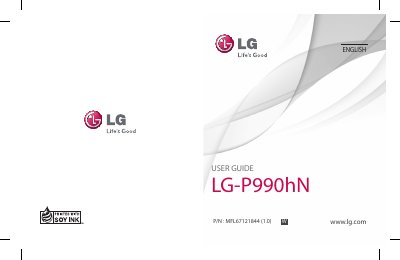 LG P990hN Smartphone User Guide - cover page