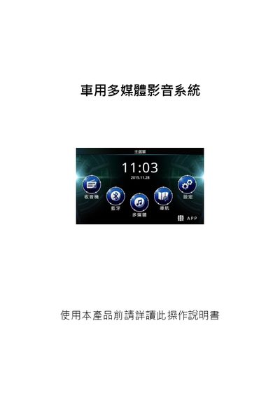 Car Multimedia Audio System User Manual - cover page