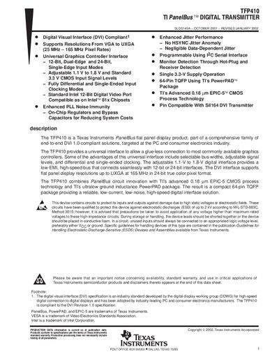 Texas Instruments TFP410 Datasheet - cover page