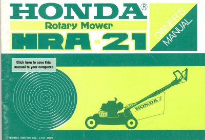 HONDA MRA-21 Rotary Mower user manual - cover page