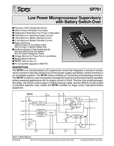Sipex SP791 Datasheet - cover page