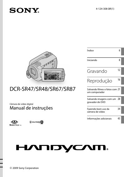 Sony DCR-SR47/DCR-SR48/DCR-SR67/DCR-SR87 User Manual - cover page