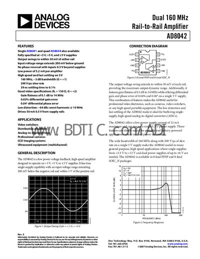 Analog Devices AD8042 Datasheet - cover page